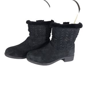 Abeo Women's Bristol US8,5 Black Leather Sheepskin Lined Shearling Ankle Booties